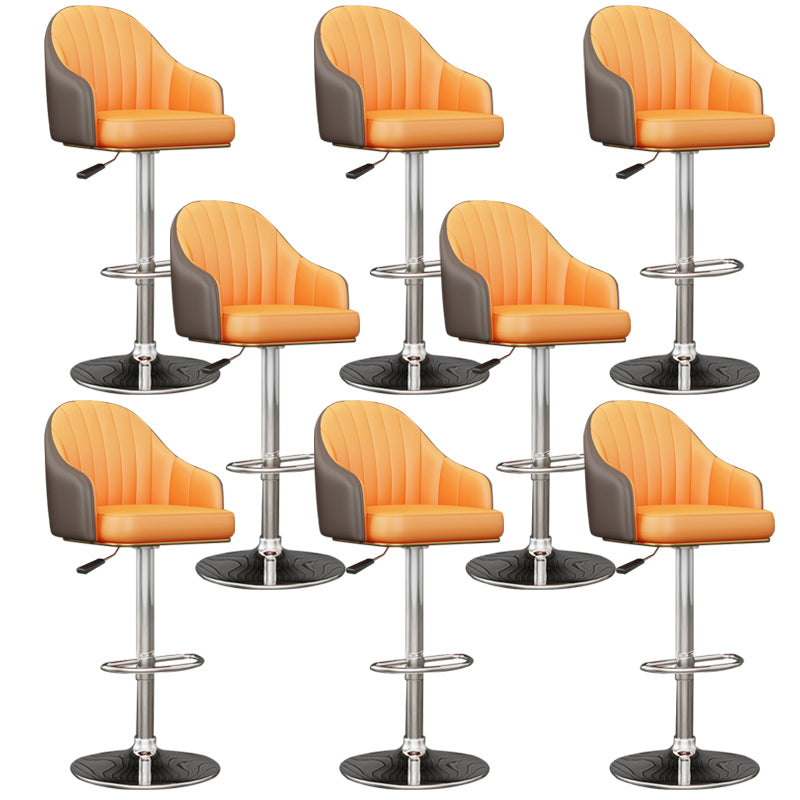 Industrial Backrest Bar Stool Adjustable Counter Stool for Hone Silver Orange 8 Piece Set Clearhalo 'Bar Furniture' 'Bar Stools' 'bar_stools' 'furn' 'furn_bar_stools' 'Furniture' 'Kitchen & Dining Furniture' 6813374
