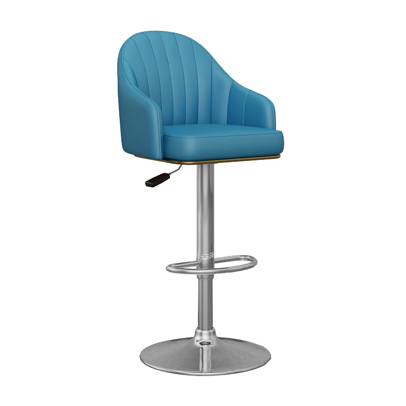 Industrial Backrest Bar Stool Adjustable Counter Stool for Hone Silver Blue 1 Piece Clearhalo 'Bar Furniture' 'Bar Stools' 'bar_stools' 'furn' 'furn_bar_stools' 'Furniture' 'Kitchen & Dining Furniture' 6813375