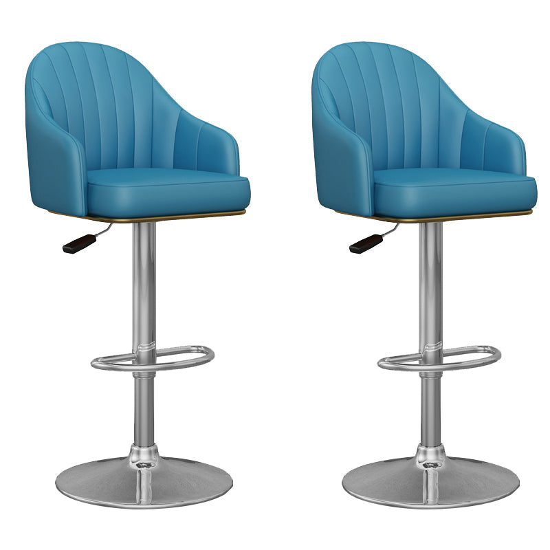 Industrial Backrest Bar Stool Adjustable Counter Stool for Hone Silver Blue 2 Piece Set Clearhalo 'Bar Furniture' 'Bar Stools' 'bar_stools' 'furn' 'furn_bar_stools' 'Furniture' 'Kitchen & Dining Furniture' 6813376