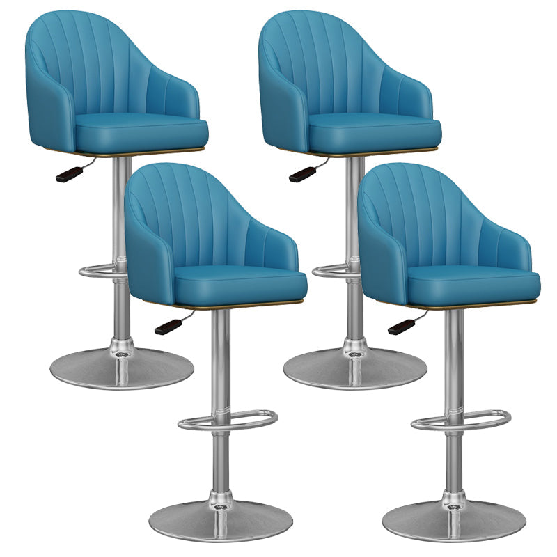 Industrial Backrest Bar Stool Adjustable Counter Stool for Hone Silver Blue 4 Piece Set Clearhalo 'Bar Furniture' 'Bar Stools' 'bar_stools' 'furn' 'furn_bar_stools' 'Furniture' 'Kitchen & Dining Furniture' 6813377