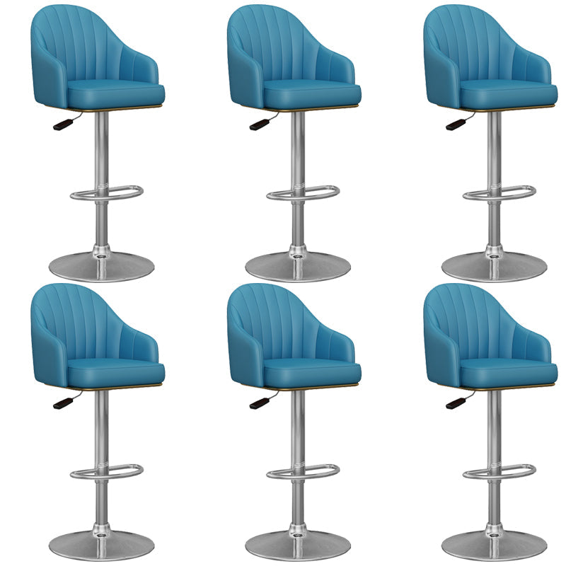 Industrial Backrest Bar Stool Adjustable Counter Stool for Hone Silver Blue 6 Piece Set Clearhalo 'Bar Furniture' 'Bar Stools' 'bar_stools' 'furn' 'furn_bar_stools' 'Furniture' 'Kitchen & Dining Furniture' 6813378