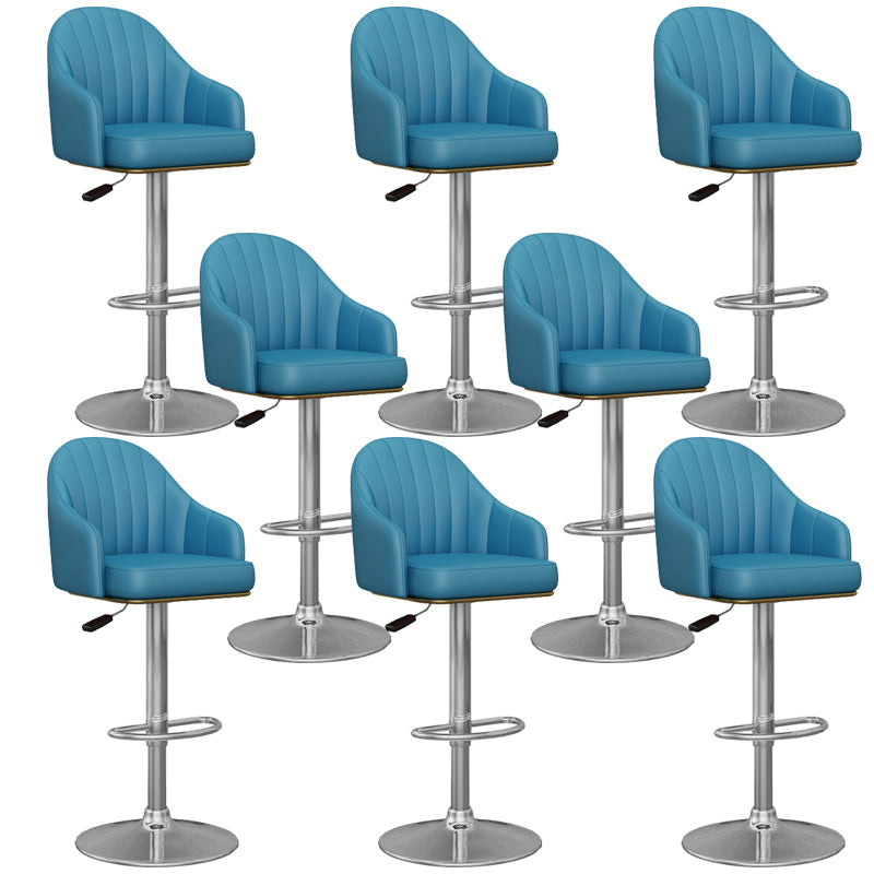 Industrial Backrest Bar Stool Adjustable Counter Stool for Hone Silver Blue 8 Piece Set Clearhalo 'Bar Furniture' 'Bar Stools' 'bar_stools' 'furn' 'furn_bar_stools' 'Furniture' 'Kitchen & Dining Furniture' 6813379