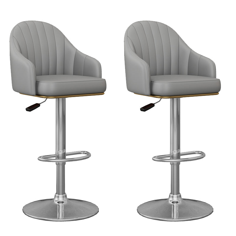 Industrial Backrest Bar Stool Adjustable Counter Stool for Hone Silver Dark Gray 2 Piece Set Clearhalo 'Bar Furniture' 'Bar Stools' 'bar_stools' 'furn' 'furn_bar_stools' 'Furniture' 'Kitchen & Dining Furniture' 6813381