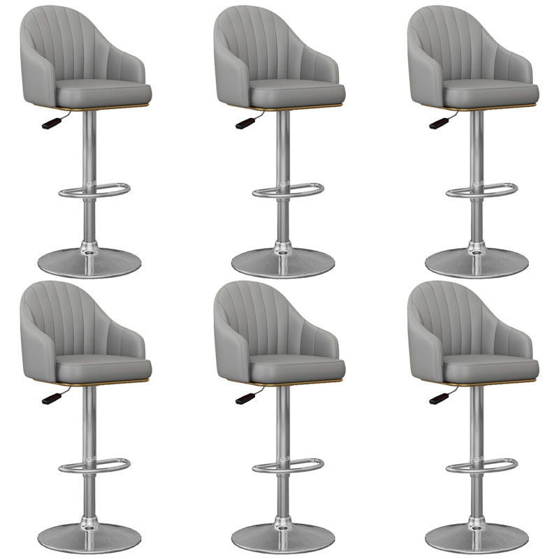 Industrial Backrest Bar Stool Adjustable Counter Stool for Hone Silver Dark Gray 6 Piece Set Clearhalo 'Bar Furniture' 'Bar Stools' 'bar_stools' 'furn' 'furn_bar_stools' 'Furniture' 'Kitchen & Dining Furniture' 6813383