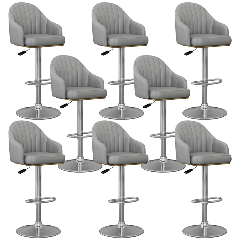 Industrial Backrest Bar Stool Adjustable Counter Stool for Hone Silver Dark Gray 8 Piece Set Clearhalo 'Bar Furniture' 'Bar Stools' 'bar_stools' 'furn' 'furn_bar_stools' 'Furniture' 'Kitchen & Dining Furniture' 6813384