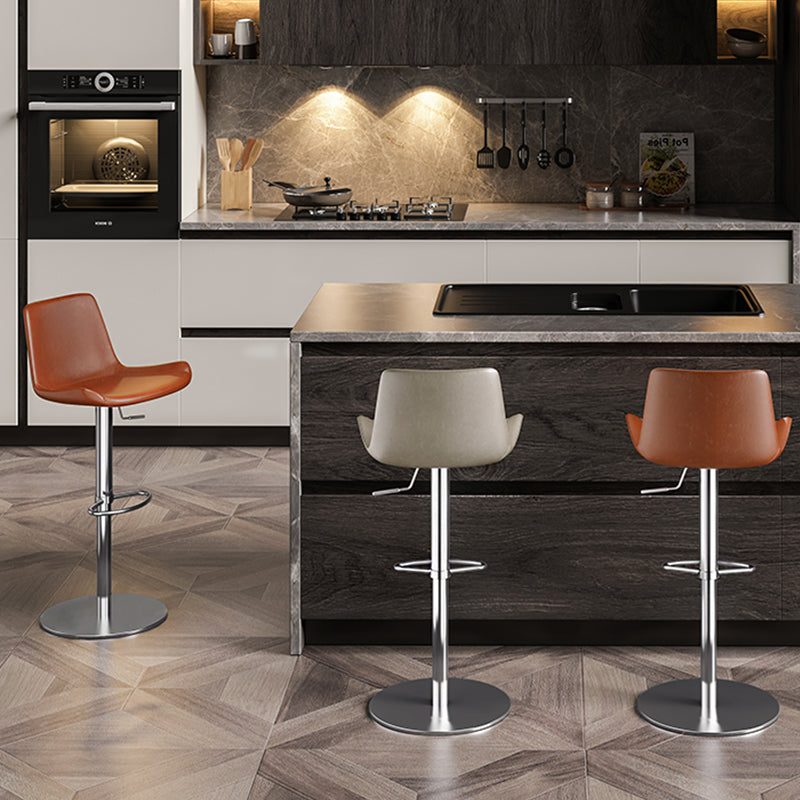 Adjustable Bar Stool Leather Backrest Counter Stool with Swivel Clearhalo 'Bar Furniture' 'Bar Stools' 'bar_stools' 'furn' 'furn_bar_stools' 'Furniture' 'Kitchen & Dining Furniture' 6813386