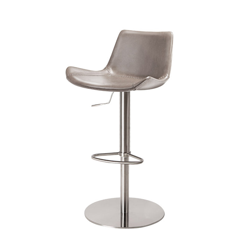 Adjustable Bar Stool Leather Backrest Counter Stool with Swivel Silver Gray 1 Piece Clearhalo 'Bar Furniture' 'Bar Stools' 'bar_stools' 'furn' 'furn_bar_stools' 'Furniture' 'Kitchen & Dining Furniture' 6813388