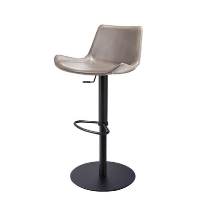 Adjustable Bar Stool Leather Backrest Counter Stool with Swivel Black Gray 1 Piece Clearhalo 'Bar Furniture' 'Bar Stools' 'bar_stools' 'furn' 'furn_bar_stools' 'Furniture' 'Kitchen & Dining Furniture' 6813391