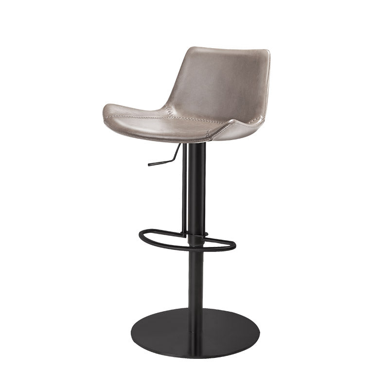 Adjustable Bar Stool Leather Backrest Counter Stool with Swivel Matte Black Gray 1 Piece Clearhalo 'Bar Furniture' 'Bar Stools' 'bar_stools' 'furn' 'furn_bar_stools' 'Furniture' 'Kitchen & Dining Furniture' 6813392
