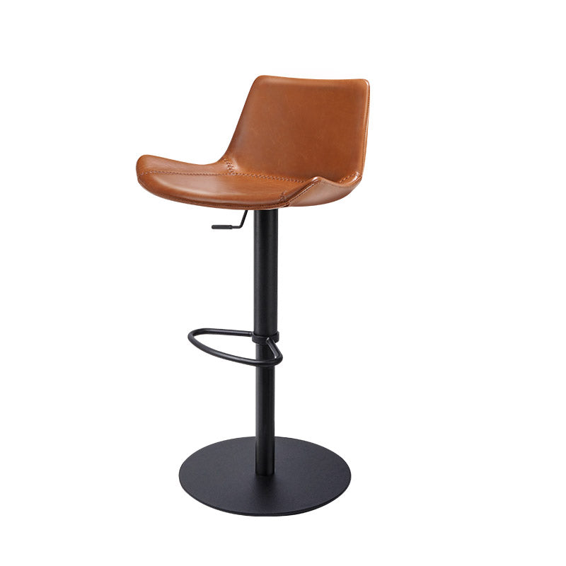 Adjustable Bar Stool Leather Backrest Counter Stool with Swivel Black Brown 1 Piece Clearhalo 'Bar Furniture' 'Bar Stools' 'bar_stools' 'furn' 'furn_bar_stools' 'Furniture' 'Kitchen & Dining Furniture' 6813394
