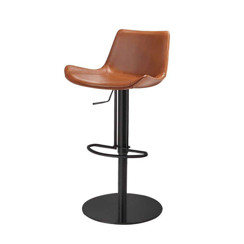 Adjustable Bar Stool Leather Backrest Counter Stool with Swivel Matte Black Brown 1 Piece Clearhalo 'Bar Furniture' 'Bar Stools' 'bar_stools' 'furn' 'furn_bar_stools' 'Furniture' 'Kitchen & Dining Furniture' 6813400