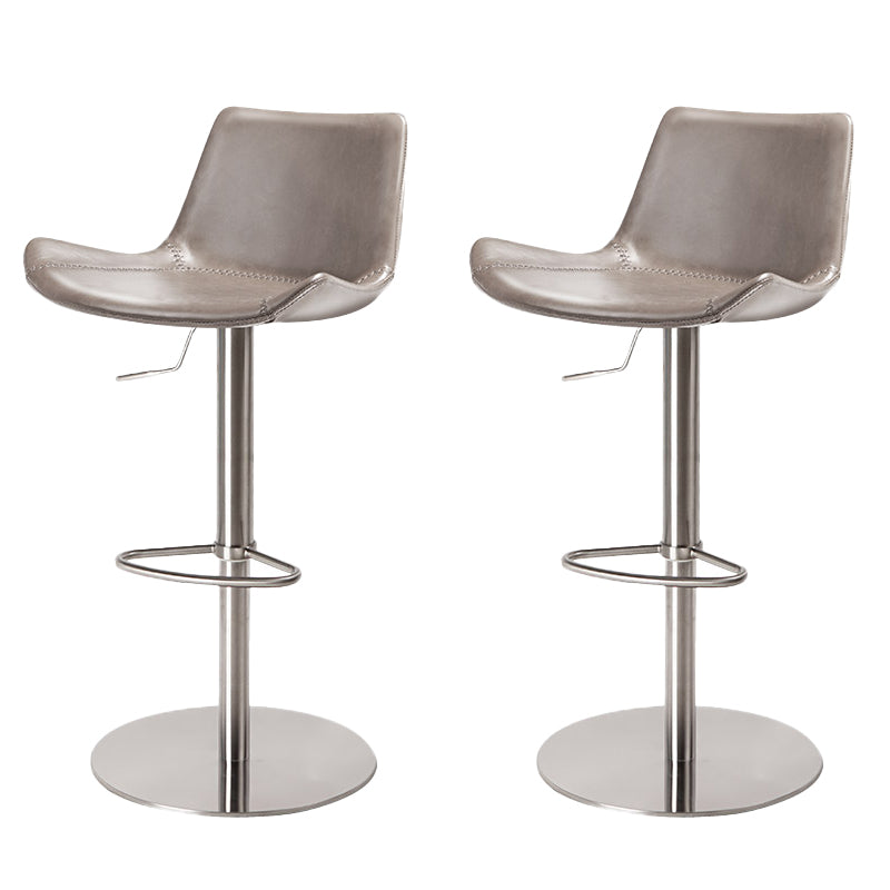 Adjustable Bar Stool Leather Backrest Counter Stool with Swivel Silver Gray 2 Piece Set Clearhalo 'Bar Furniture' 'Bar Stools' 'bar_stools' 'furn' 'furn_bar_stools' 'Furniture' 'Kitchen & Dining Furniture' 6813405