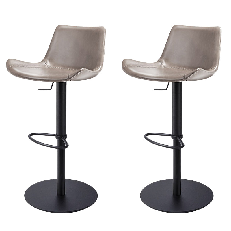Adjustable Bar Stool Leather Backrest Counter Stool with Swivel Black Gray 2 Piece Set Clearhalo 'Bar Furniture' 'Bar Stools' 'bar_stools' 'furn' 'furn_bar_stools' 'Furniture' 'Kitchen & Dining Furniture' 6813406