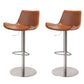 Adjustable Bar Stool Leather Backrest Counter Stool with Swivel Silver Brown 2 Piece Set Clearhalo 'Bar Furniture' 'Bar Stools' 'bar_stools' 'furn' 'furn_bar_stools' 'Furniture' 'Kitchen & Dining Furniture' 6813410
