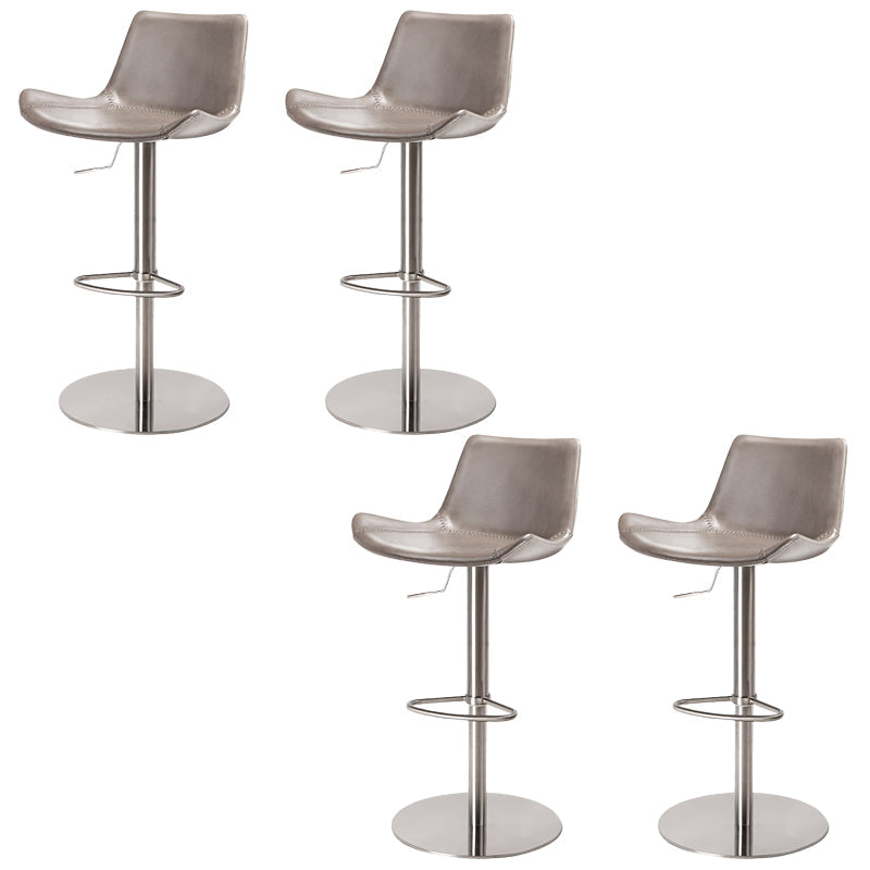 Adjustable Bar Stool Leather Backrest Counter Stool with Swivel Silver Gray 4 Piece Set Clearhalo 'Bar Furniture' 'Bar Stools' 'bar_stools' 'furn' 'furn_bar_stools' 'Furniture' 'Kitchen & Dining Furniture' 6813413