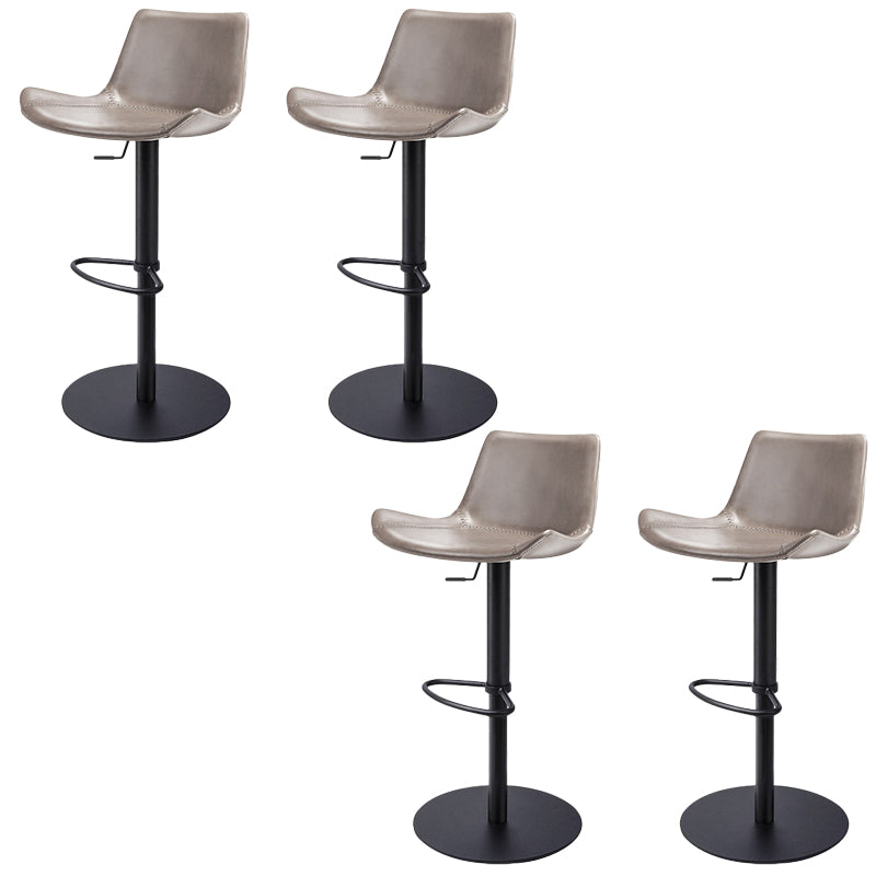 Adjustable Bar Stool Leather Backrest Counter Stool with Swivel Black Gray 4 Piece Set Clearhalo 'Bar Furniture' 'Bar Stools' 'bar_stools' 'furn' 'furn_bar_stools' 'Furniture' 'Kitchen & Dining Furniture' 6813414