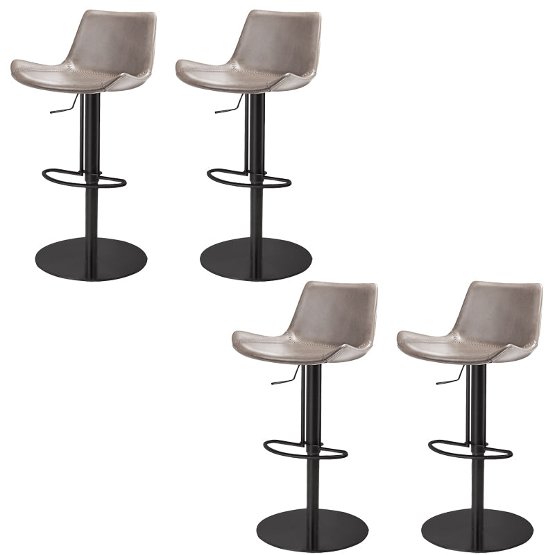 Adjustable Bar Stool Leather Backrest Counter Stool with Swivel Matte Black Gray 4 Piece Set Clearhalo 'Bar Furniture' 'Bar Stools' 'bar_stools' 'furn' 'furn_bar_stools' 'Furniture' 'Kitchen & Dining Furniture' 6813415