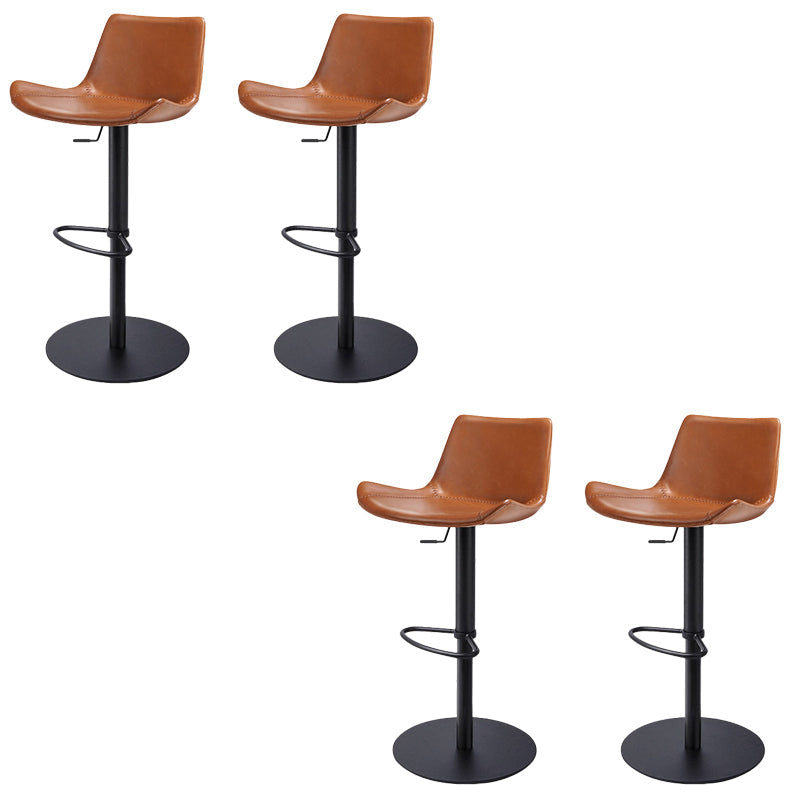 Adjustable Bar Stool Leather Backrest Counter Stool with Swivel Black Brown 4 Piece Set Clearhalo 'Bar Furniture' 'Bar Stools' 'bar_stools' 'furn' 'furn_bar_stools' 'Furniture' 'Kitchen & Dining Furniture' 6813416