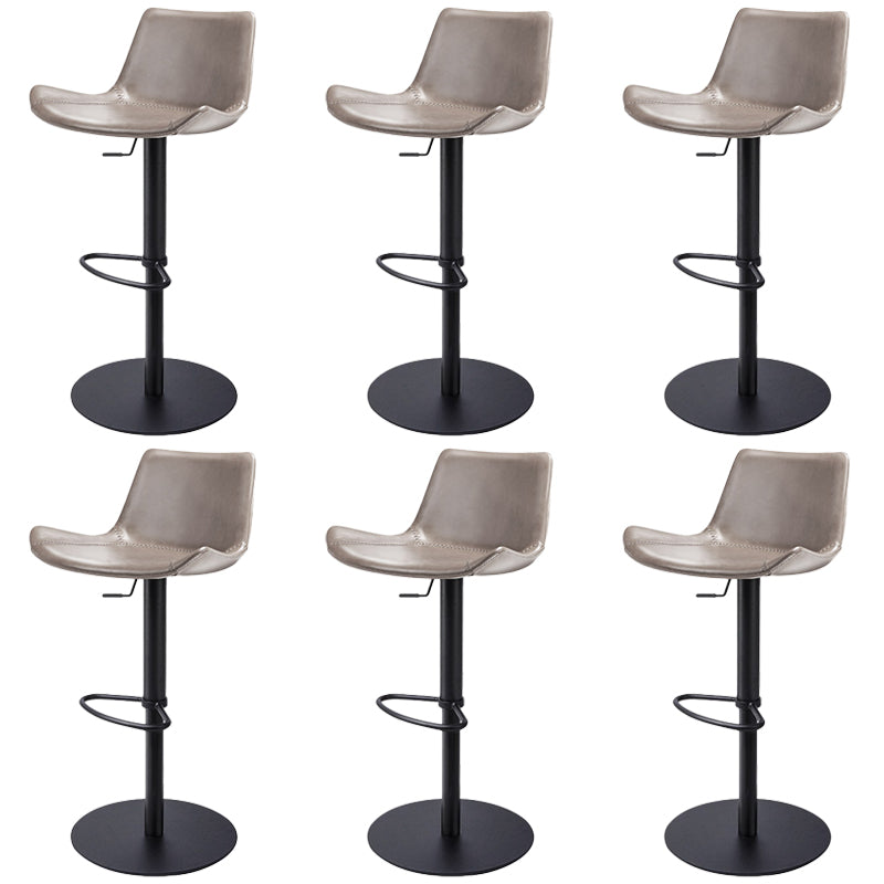 Adjustable Bar Stool Leather Backrest Counter Stool with Swivel Black Gray 6 Piece Set Clearhalo 'Bar Furniture' 'Bar Stools' 'bar_stools' 'furn' 'furn_bar_stools' 'Furniture' 'Kitchen & Dining Furniture' 6813422