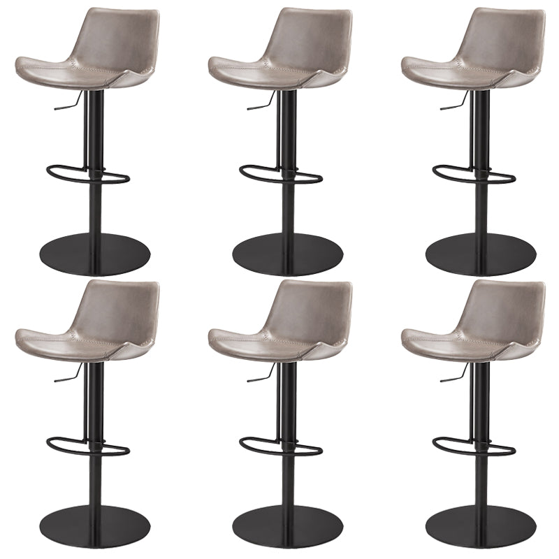 Adjustable Bar Stool Leather Backrest Counter Stool with Swivel Matte Black Gray 6 Piece Set Clearhalo 'Bar Furniture' 'Bar Stools' 'bar_stools' 'furn' 'furn_bar_stools' 'Furniture' 'Kitchen & Dining Furniture' 6813423