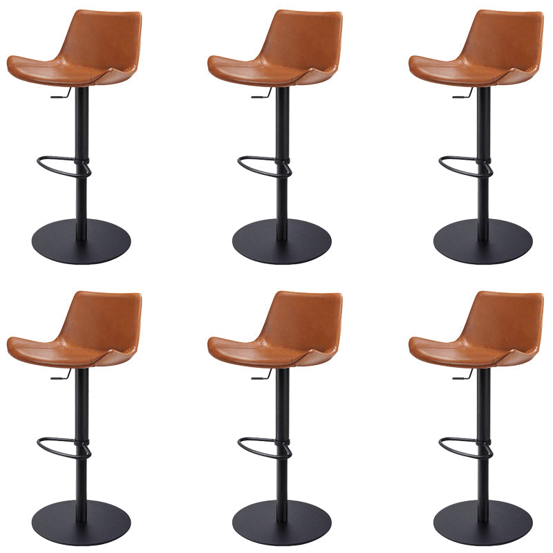 Adjustable Bar Stool Leather Backrest Counter Stool with Swivel Black Brown 6 Piece Set Clearhalo 'Bar Furniture' 'Bar Stools' 'bar_stools' 'furn' 'furn_bar_stools' 'Furniture' 'Kitchen & Dining Furniture' 6813424