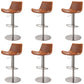 Adjustable Bar Stool Leather Backrest Counter Stool with Swivel Stainless Steel Brown 6 Piece Set Clearhalo 'Bar Furniture' 'Bar Stools' 'bar_stools' 'furn' 'furn_bar_stools' 'Furniture' 'Kitchen & Dining Furniture' 6813425