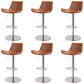 Adjustable Bar Stool Leather Backrest Counter Stool with Swivel Silver Brown 6 Piece Set Clearhalo 'Bar Furniture' 'Bar Stools' 'bar_stools' 'furn' 'furn_bar_stools' 'Furniture' 'Kitchen & Dining Furniture' 6813426