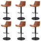 Adjustable Bar Stool Leather Backrest Counter Stool with Swivel Matte Black Brown 6 Piece Set Clearhalo 'Bar Furniture' 'Bar Stools' 'bar_stools' 'furn' 'furn_bar_stools' 'Furniture' 'Kitchen & Dining Furniture' 6813427