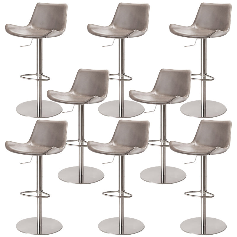 Adjustable Bar Stool Leather Backrest Counter Stool with Swivel Silver Gray 8 Piece Set Clearhalo 'Bar Furniture' 'Bar Stools' 'bar_stools' 'furn' 'furn_bar_stools' 'Furniture' 'Kitchen & Dining Furniture' 6813429