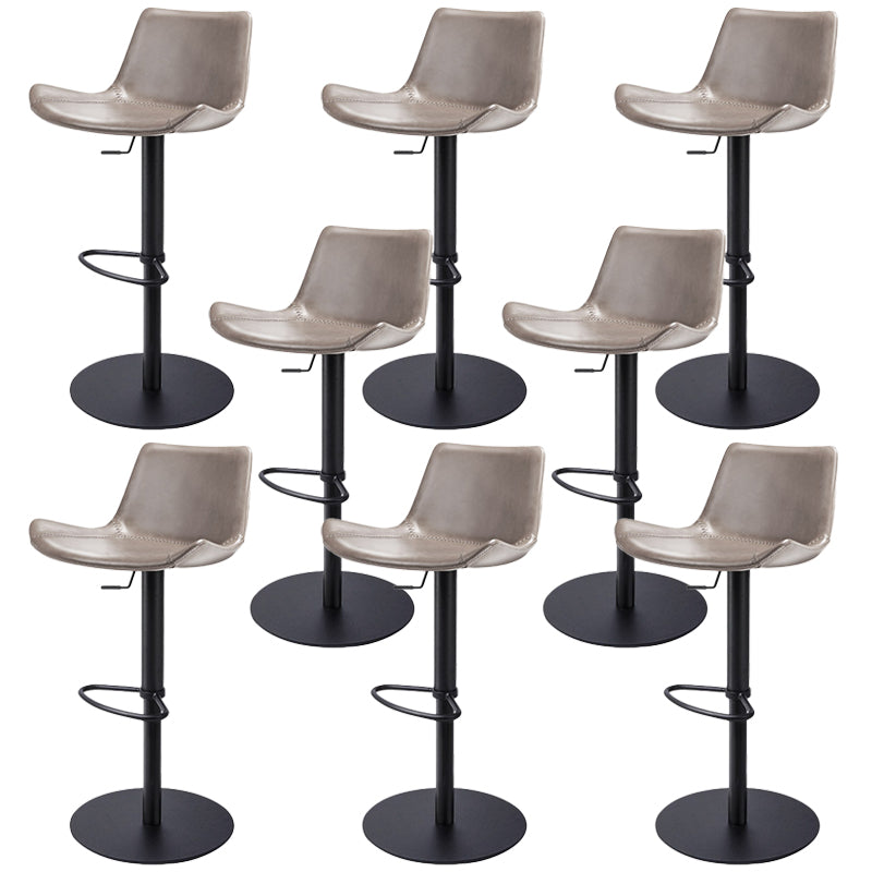Adjustable Bar Stool Leather Backrest Counter Stool with Swivel Black Gray 8 Piece Set Clearhalo 'Bar Furniture' 'Bar Stools' 'bar_stools' 'furn' 'furn_bar_stools' 'Furniture' 'Kitchen & Dining Furniture' 6813430