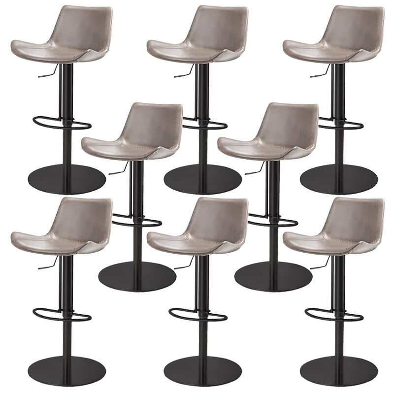 Adjustable Bar Stool Leather Backrest Counter Stool with Swivel Matte Black Gray 8 Piece Set Clearhalo 'Bar Furniture' 'Bar Stools' 'bar_stools' 'furn' 'furn_bar_stools' 'Furniture' 'Kitchen & Dining Furniture' 6813431