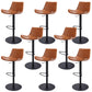 Adjustable Bar Stool Leather Backrest Counter Stool with Swivel Black Brown 8 Piece Set Clearhalo 'Bar Furniture' 'Bar Stools' 'bar_stools' 'furn' 'furn_bar_stools' 'Furniture' 'Kitchen & Dining Furniture' 6813432