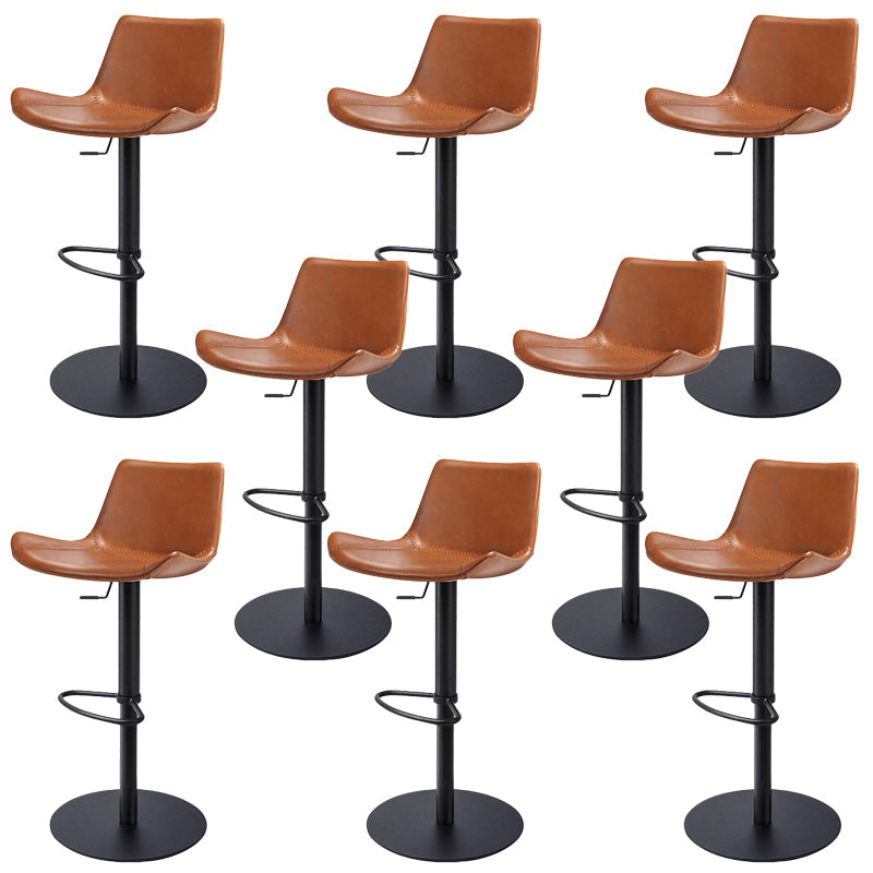 Adjustable Bar Stool Leather Backrest Counter Stool with Swivel Black Brown 8 Piece Set Clearhalo 'Bar Furniture' 'Bar Stools' 'bar_stools' 'furn' 'furn_bar_stools' 'Furniture' 'Kitchen & Dining Furniture' 6813432