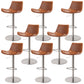 Adjustable Bar Stool Leather Backrest Counter Stool with Swivel Silver Brown 8 Piece Set Clearhalo 'Bar Furniture' 'Bar Stools' 'bar_stools' 'furn' 'furn_bar_stools' 'Furniture' 'Kitchen & Dining Furniture' 6813434