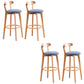 Low Back Dining Stools Industrial Armless Bar Stools with Wood Base