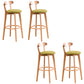 Low Back Dining Stools Industrial Armless Bar Stools with Wood Base