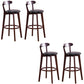 Low Back Dining Stools Industrial Armless Bar Stools with Wood Base