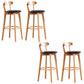 Low Back Dining Stools Industrial Armless Bar Stools with Wood Base