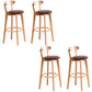 Low Back Dining Stools Industrial Armless Bar Stools with Wood Base