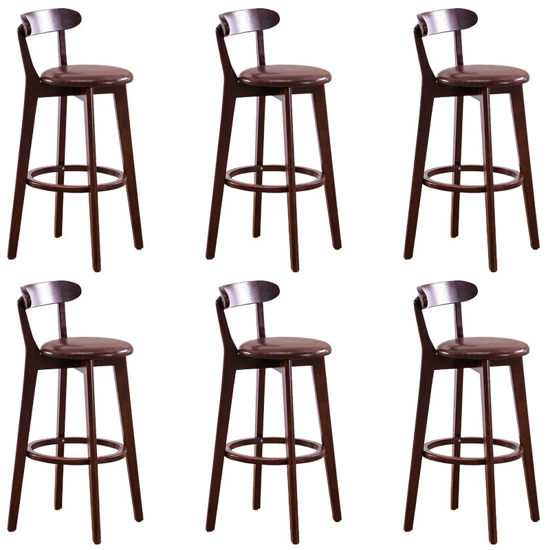 Low Back Dining Stools Industrial Armless Bar Stools with Wood Base