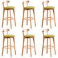 Low Back Dining Stools Industrial Armless Bar Stools with Wood Base