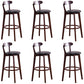Low Back Dining Stools Industrial Armless Bar Stools with Wood Base
