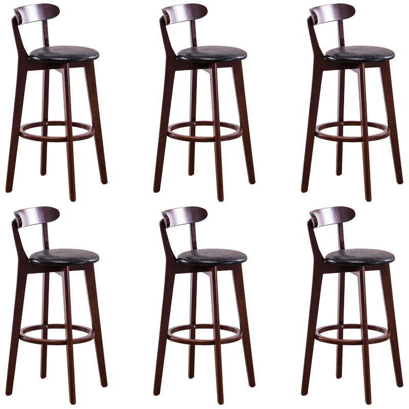 Low Back Dining Stools Industrial Armless Bar Stools with Wood Base