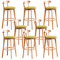 Low Back Dining Stools Industrial Armless Bar Stools with Wood Base
