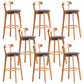 Low Back Dining Stools Industrial Armless Bar Stools with Wood Base