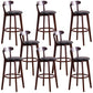 Low Back Dining Stools Industrial Armless Bar Stools with Wood Base