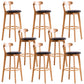 Low Back Dining Stools Industrial Armless Bar Stools with Wood Base