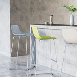 Contemporary Plastic Dining Stools Armless Bar Stools with Metal Base