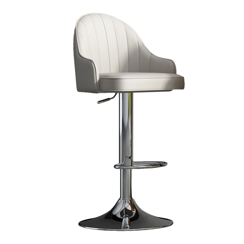 Glam Dining Stools Adjustable Height Bar Stools with Metal Base Gray-White Silver 1 Piece Clearhalo 'Bar Furniture' 'Bar Stools' 'bar_stools' 'furn' 'furn_bar_stools' 'Furniture' 'Kitchen & Dining Furniture' 6813628