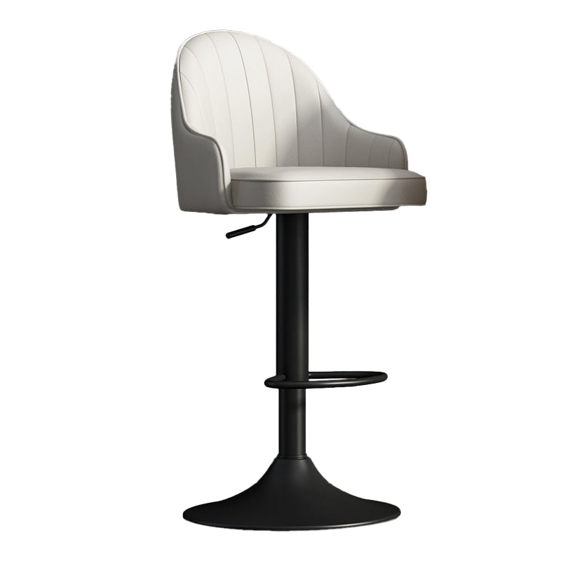 Glam Dining Stools Adjustable Height Bar Stools with Metal Base Gray-White Black 1 Piece Clearhalo 'Bar Furniture' 'Bar Stools' 'bar_stools' 'furn' 'furn_bar_stools' 'Furniture' 'Kitchen & Dining Furniture' 6813629